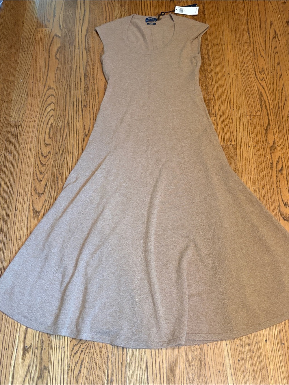 Polo by Ralph Lauren Taupe Cap-Sleeve Knit Maxi Dress
